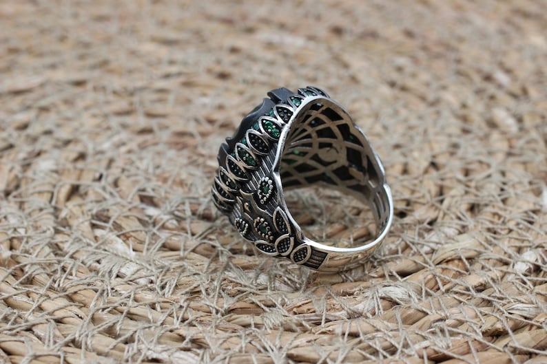 Emerald Silver ring-Green Forest