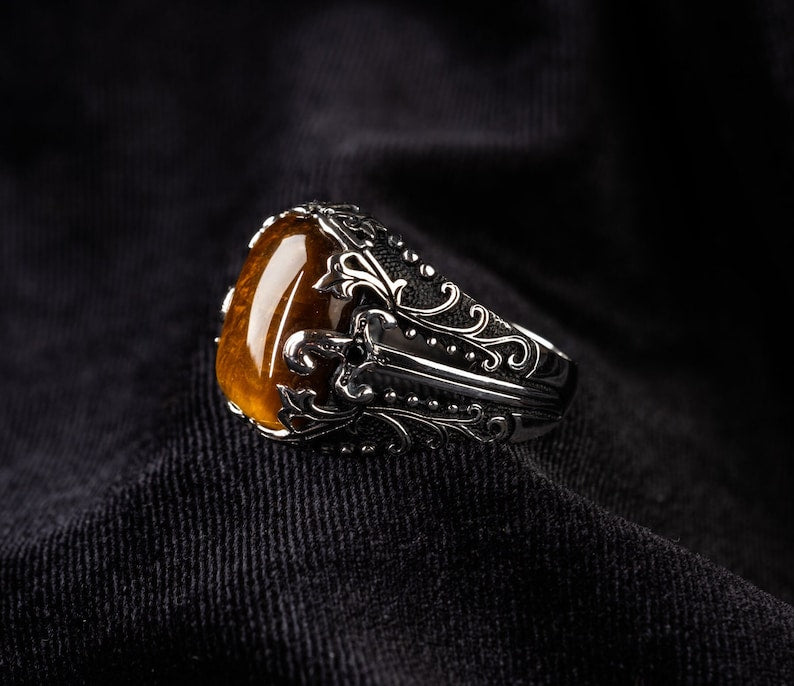 Tiger eye Silver ring Silver Blade