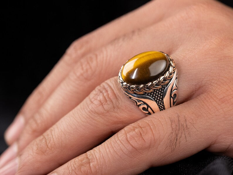 Tiger eye Silver ring Honor