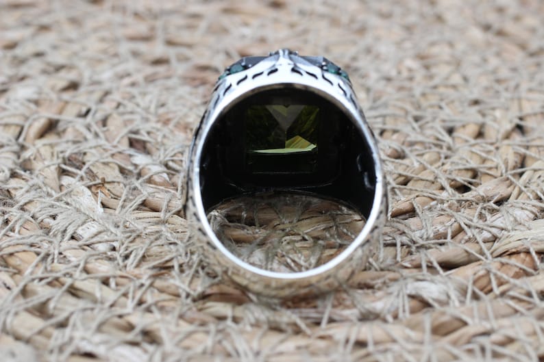 Peridot  Silver ring for Men-Seal of sultan