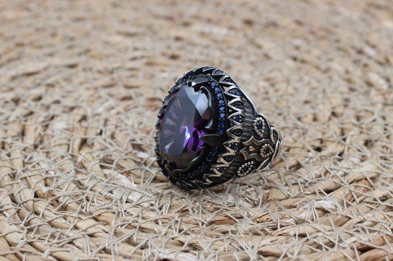 Amethyst Silver ring-Violet Bloom