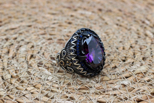 Amethyst Silver ring-Violet Bloom