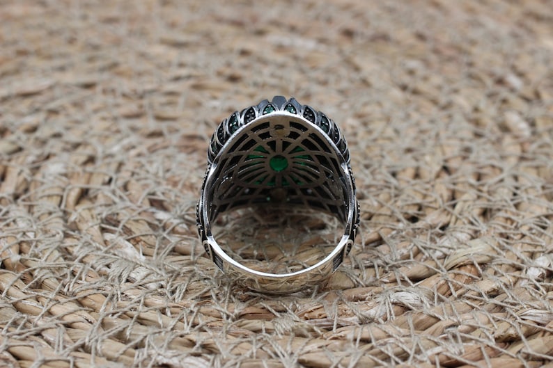 Emerald Silver ring-Green Forest