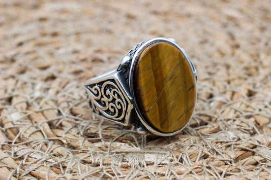 Tiger eye Silver ring for Men Turkish Standard