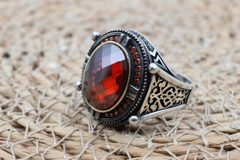 Ruby Silver Ring-Red Moon