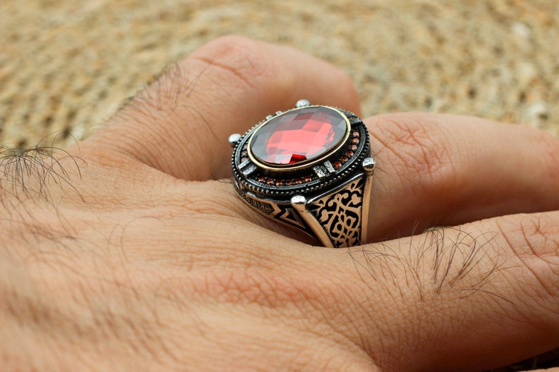 Ruby Silver Ring-Red Moon