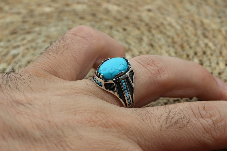 Turquoise Silver ring Silver Amulet