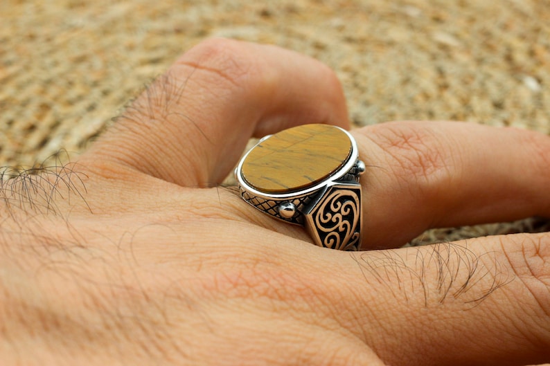 Tiger eye Silver ring for Men Turkish Standard