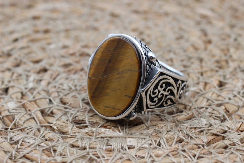 Tiger eye Silver ring for Men Turkish Standard