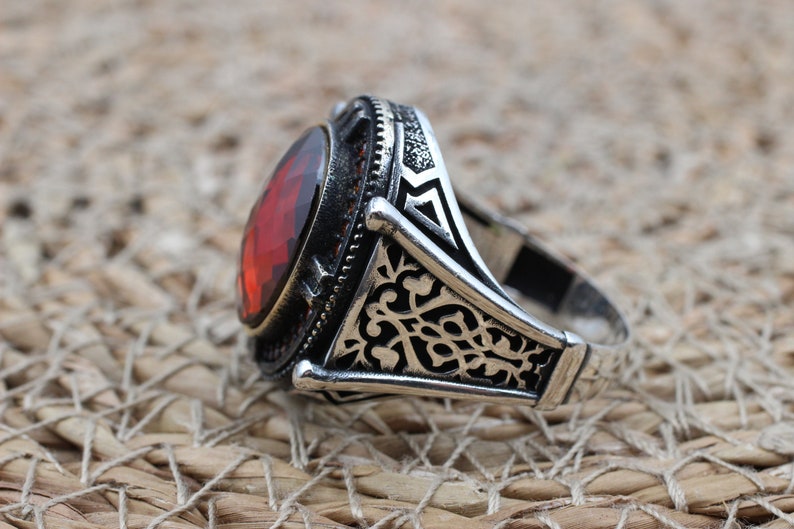 Ruby Silver Ring-Red Moon