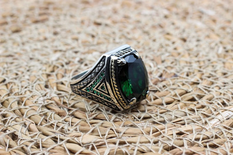 Emerald Silver ring-Turkish Prince