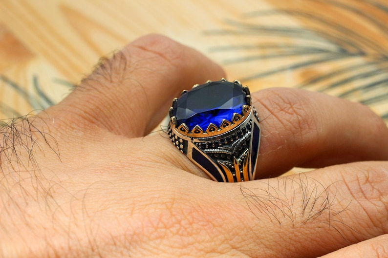 Sapphire Ring Silver-Blue Crystal