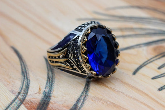 Sapphire Ring Silver-Blue Crystal