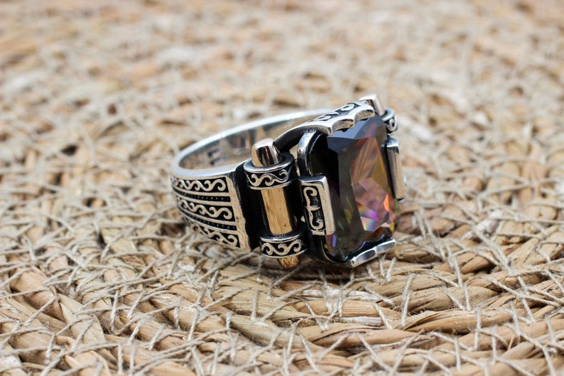 Mystic Topaz Silver ring for Men-Turkish