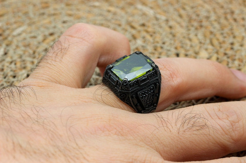 Peridot  Silver ring for Men-Healer