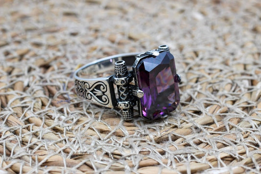 Amethyst Silver ring-Turkish Design