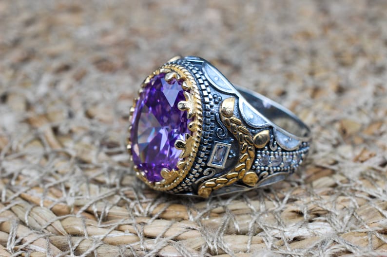 Amethyst Silver ring- Ottoman Empire