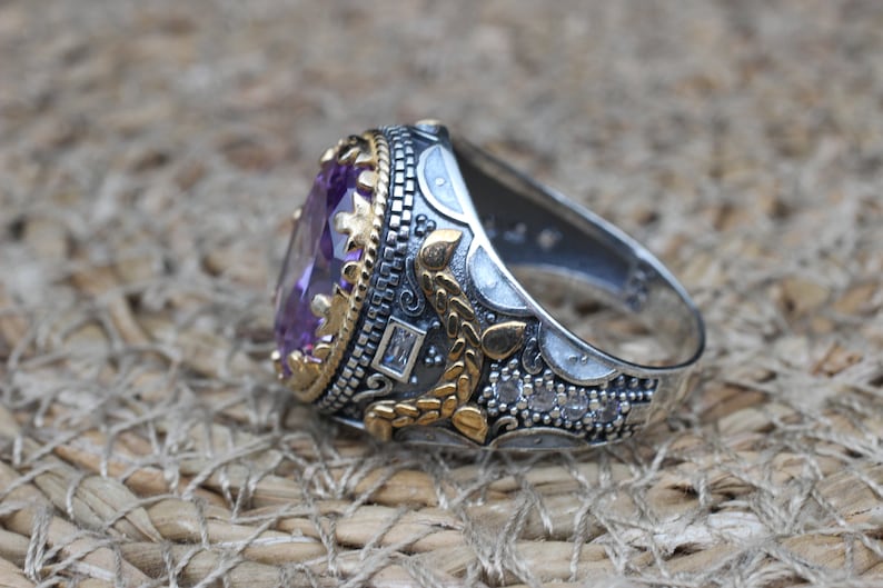 Amethyst Silver ring- Ottoman Empire