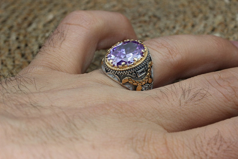 Amethyst Silver ring- Ottoman Empire