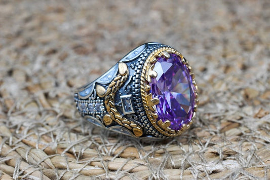 Amethyst Silver ring- Ottoman Empire