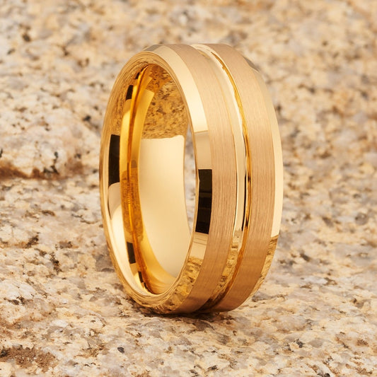 18k Yellow Gold Tungsten wedding Band