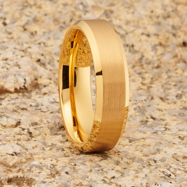 Yellow Gold Tungsten Anniversary Ring