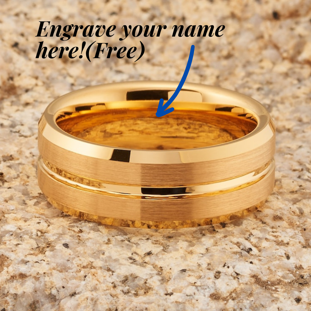 18k Yellow Gold Tungsten wedding Band